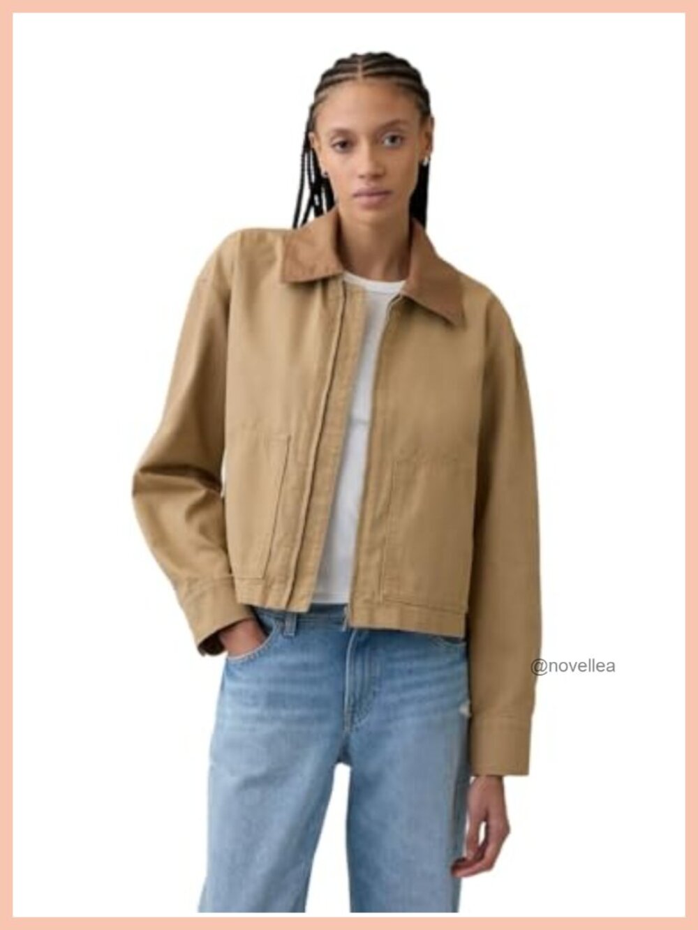 GAP Cropped Barn Jacket Point Collar Long Sleeve Casual Layering
